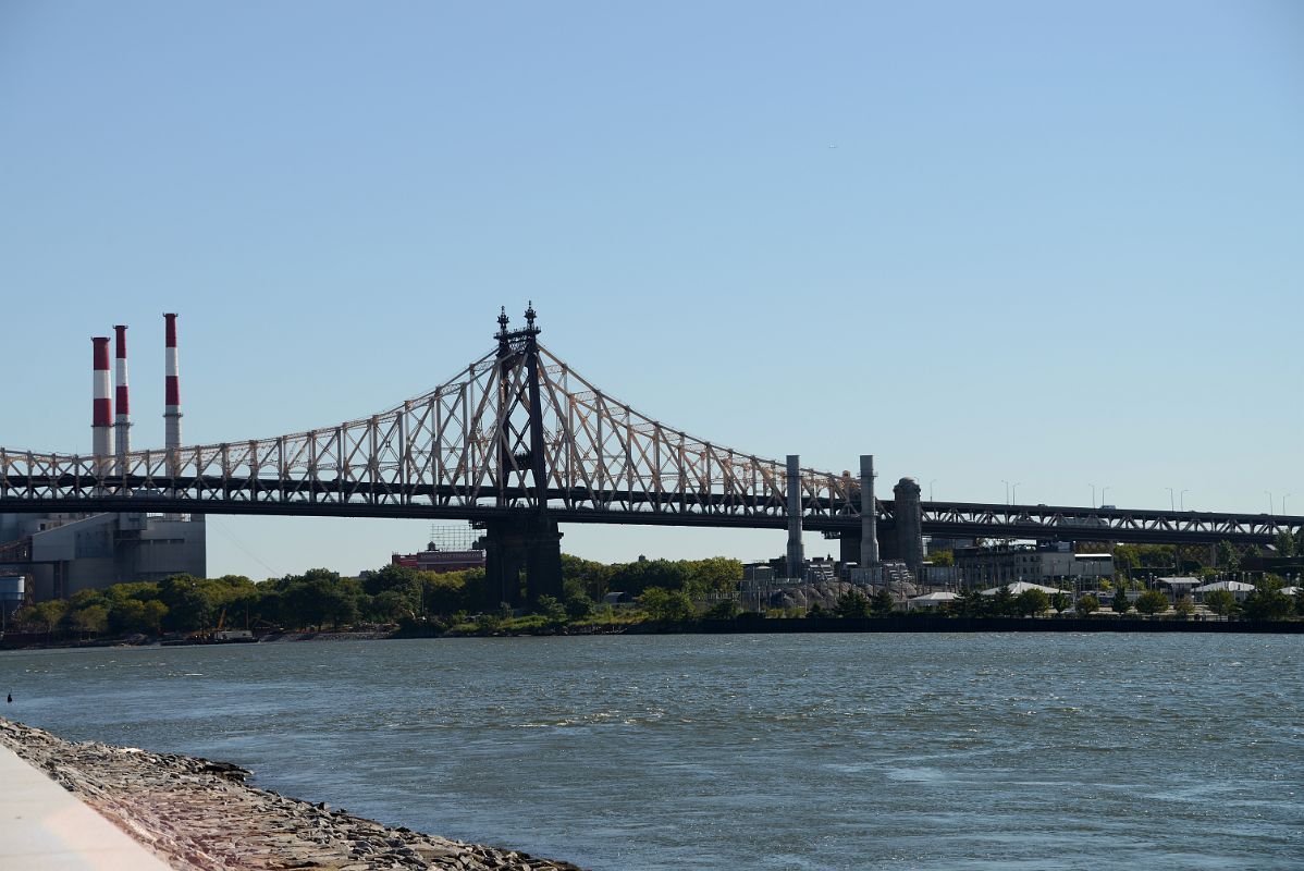 41 New York City Roosevelt Island Franklin D Roosevelt Four Freedoms Park View To The Transcanada Ravenswood Power Plant in Queens, The East River and The Ed Koch Queensboro Bridge